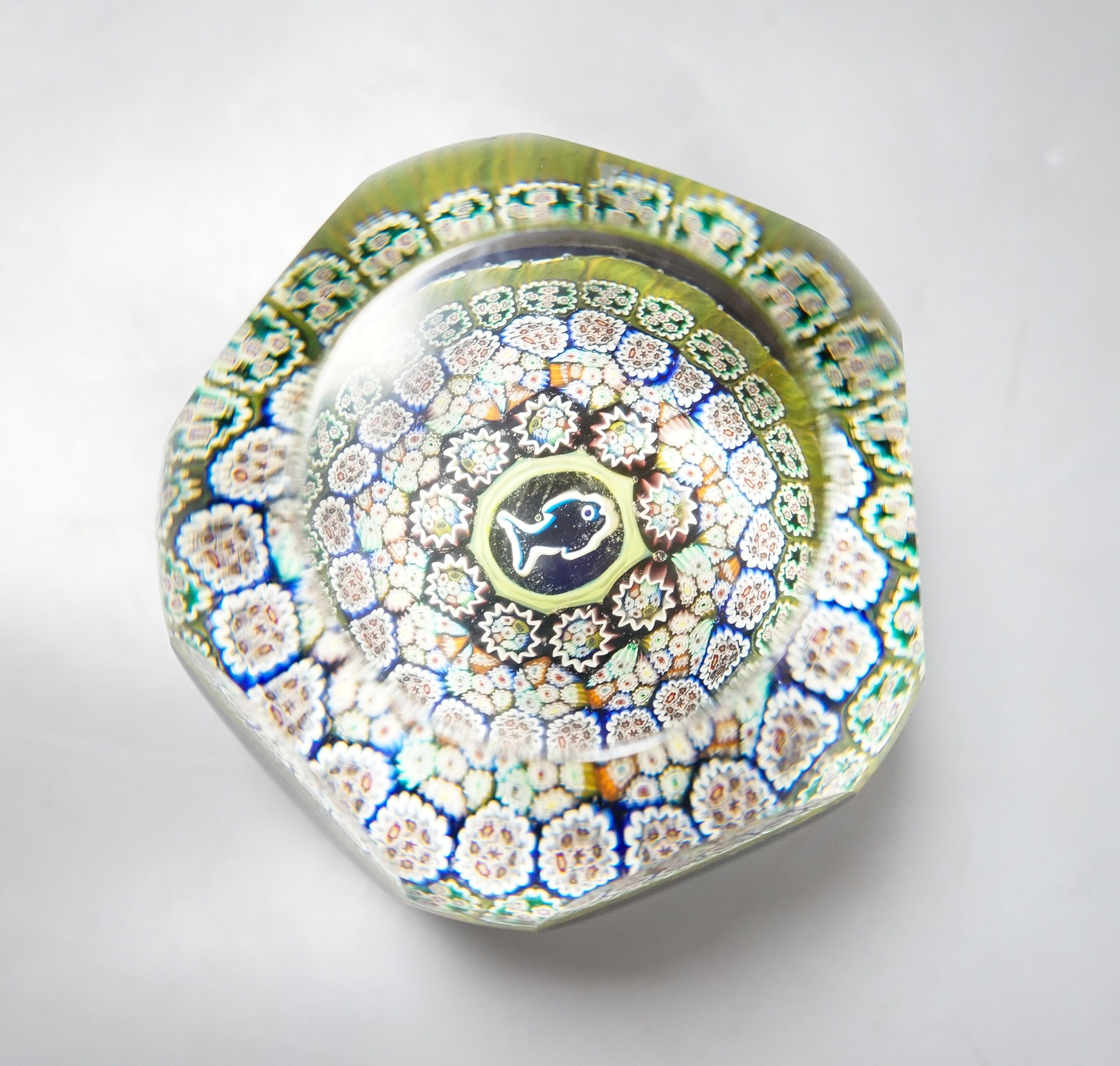 A large faceted millefiori glass paperweight possibly Perthshire, 9cm
